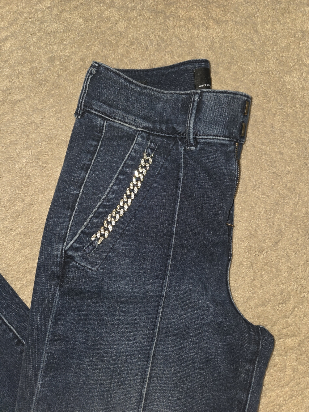 White House Black Market Hi Rise Wide Leg Jeans Rhinestones Jeans Size 2 - Picture 2 of 7